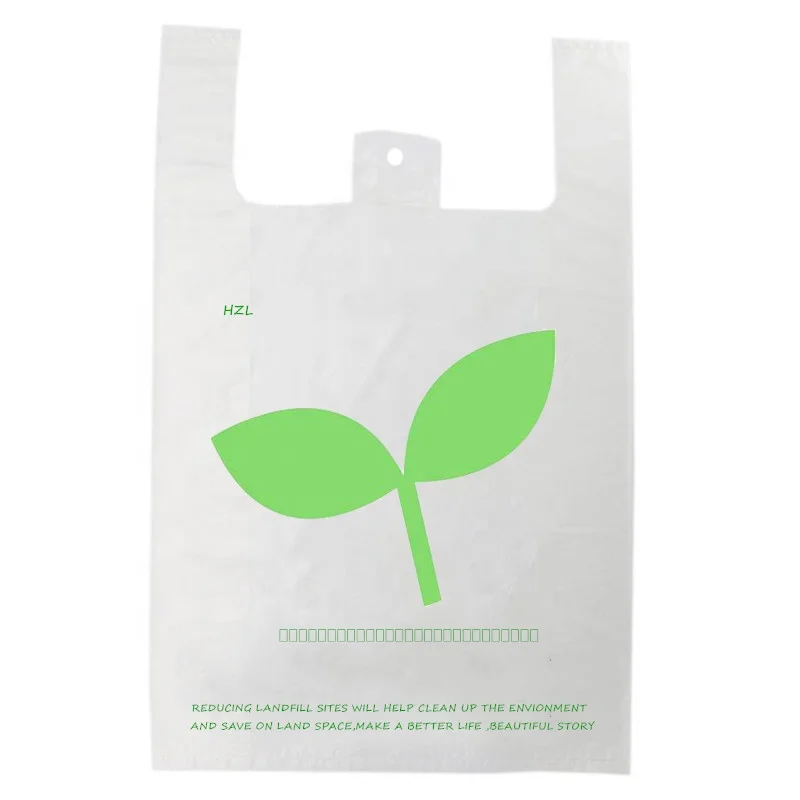 
Wholesale printed plant based reusable biodegradable pla supermarket shopping t-shirt bags 