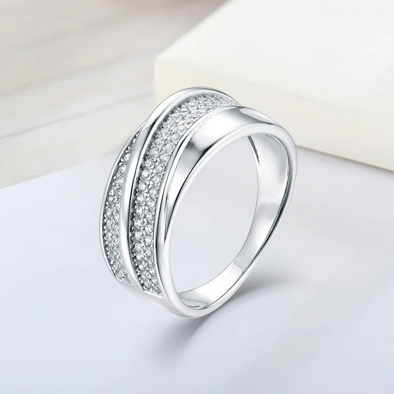 Fine Jewelry Silver Double Wedding Zircon Crystal Sterling Silver 925 Natural Gemstone Jewellery Gemstone Rings