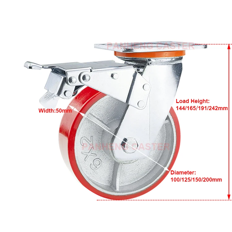 
4 Inch 5 Inch 6 Inch 8 Inch Heavy Duty Caster Wheels PU Castor 