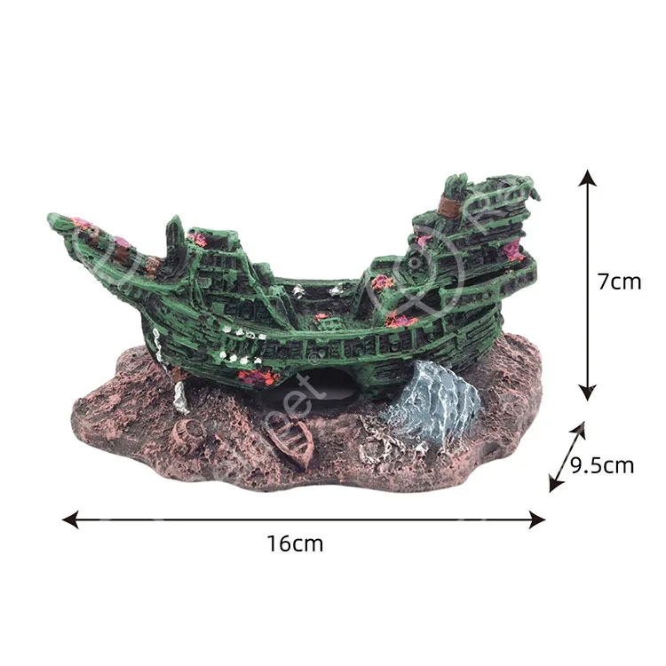 Aquarium Decoration, Fish Tank Ornaments Shipwreck Decor Sunken Ship for Freshwater Saltwater Tanks