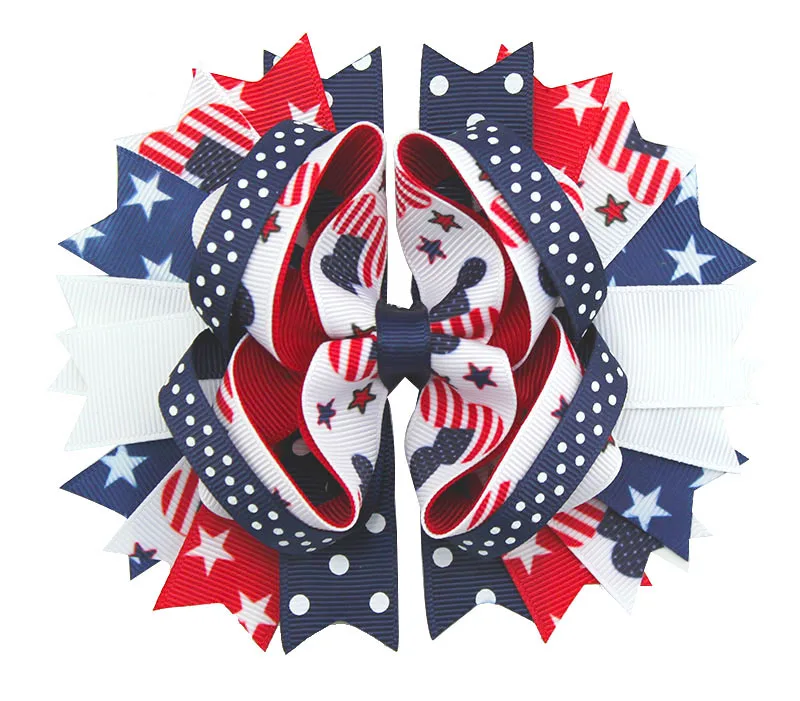 Patriotic Grosgrain Hair Bow Clips Baby Girls American Flag Hair Bow Hair Clips Kids Hairpins for Independence Day 4th of July a
