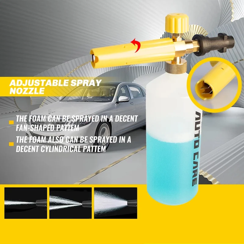 AUTOCARE 1L Snow Foam Lance Soap Foamer Sprayer Foam Generator Foam Gun for Karcher K2 K3 K4 K5 K6 High Pressure Car Washer Auto