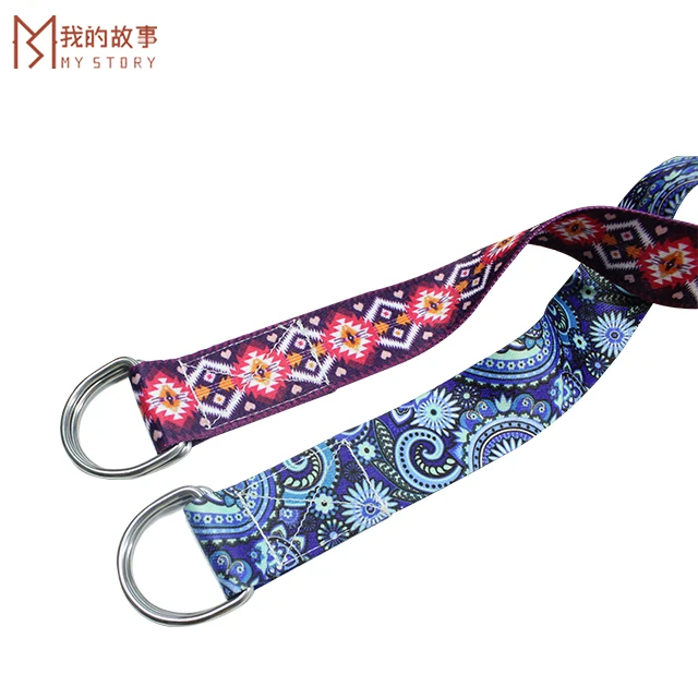 
Yoga Accessories Eco-friendly Custom Logo Cotton Yoga Stretch Belt 