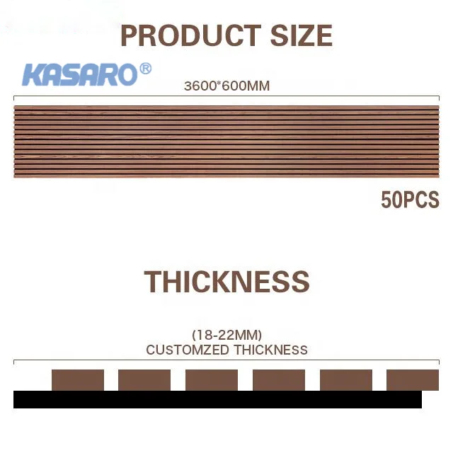 KASARO oak acoustic slat wood wall panels china polyester fiber acoustic panels