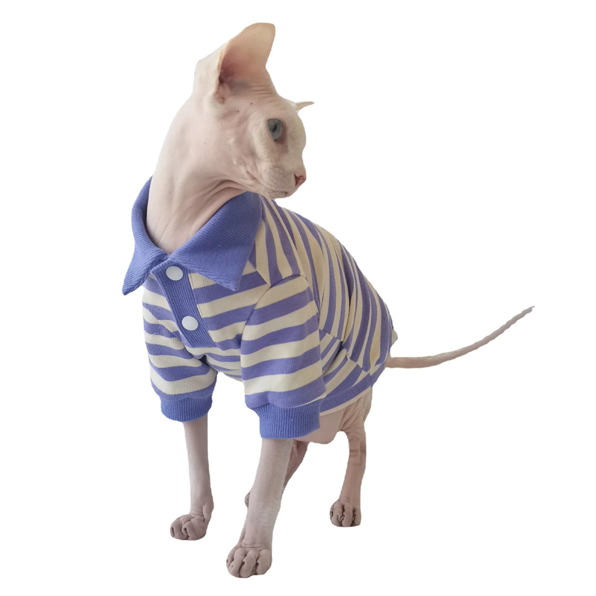 Одежда для кошек без волос полосатая 100% хлопковая футболка Devon Rex аксессуары домашних животных летняя одежда