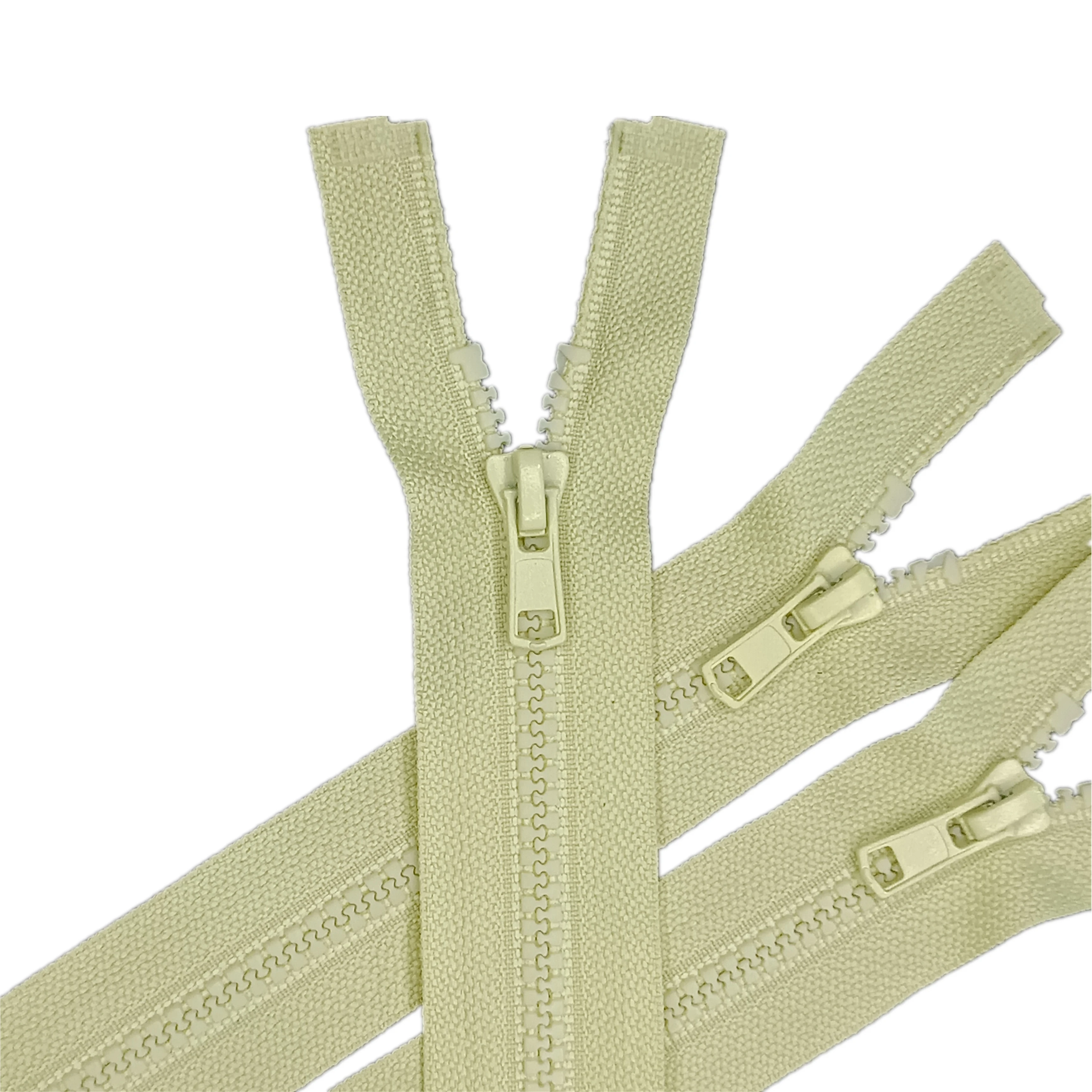 Beige high quality wholesale Zip No3 Plastic Open end zippers with sliders for clothing