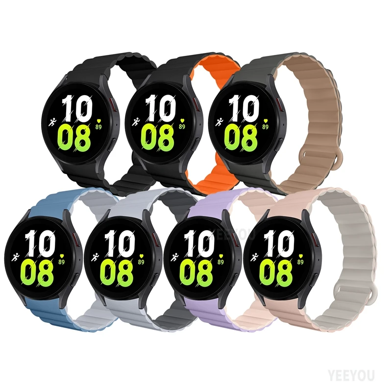 Luxury 20mm White Silicone Wrist Band for Smart Galaxy Watch 4 5 6 Quick Release Arm Strap Sport Magnetic with Box Package