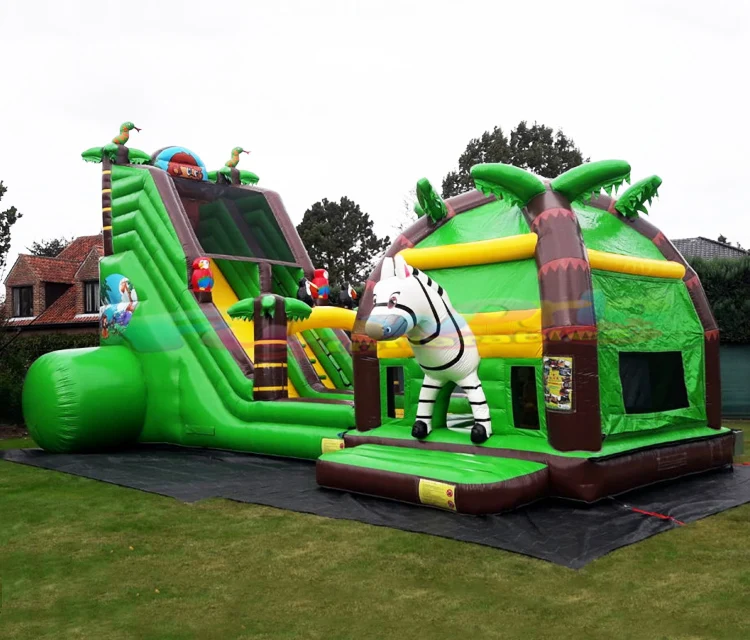 Hot sale toboggan gonflable jungle tree inflatable amusement park bouncy castle with slide