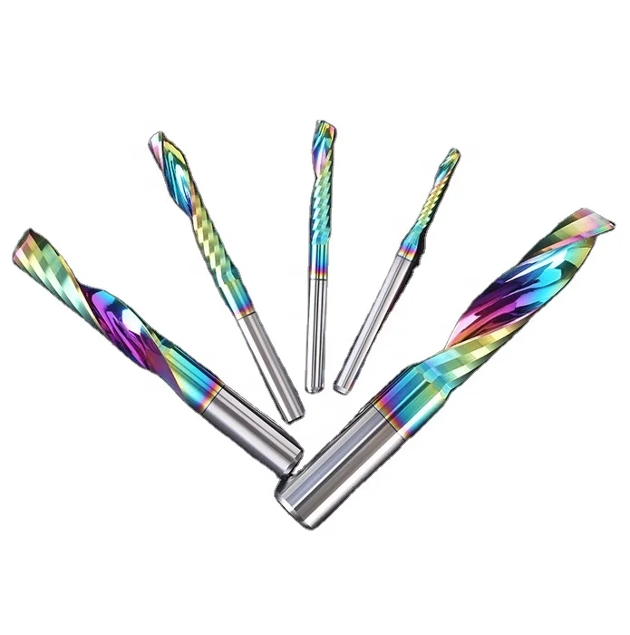 Спиральные фрезы с одной флейтой CNC Концевая фреза Вольфрамовая сталь CNC инструменты с цветным покрытием