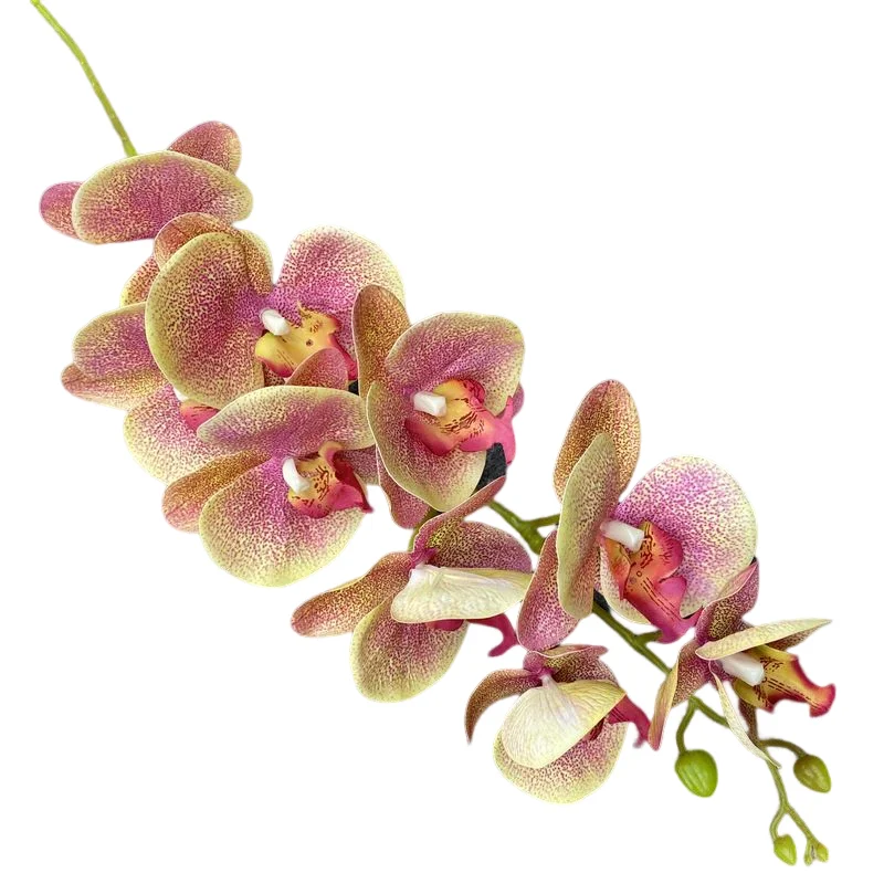 Home Decor Real Touch 3D Printing 9 Heads Artificial Flower Single Stem Phalaenopsis Orchid