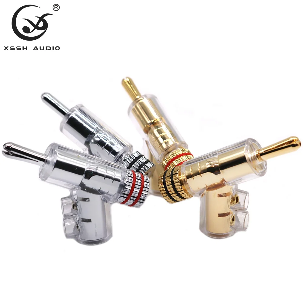 Adapter YIVO XSSH Audio OEM HIFI Power Amplifier Speaker Brass Gun-type 6mm Gold or Rhodium Banana Plug Connector for DIY Cable