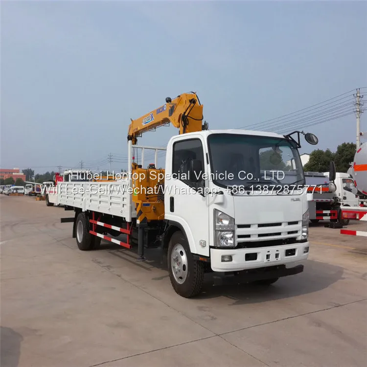 2021 New Japanese ELF NPR NMR 700P Cargo Truck with Crane with ISUZU Chassis 5T Straight Telescopic Stiff Boom