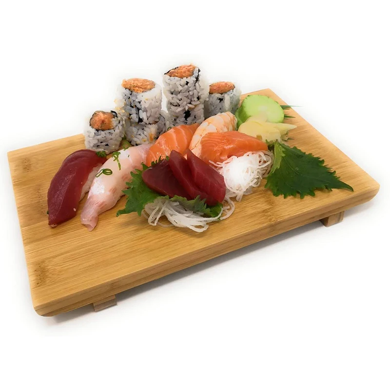 Japanese Sushi Plate Reusable Bamboo Sushi Cutting Board Eco Friendly Serving Tray For Sashime Or Appetizers