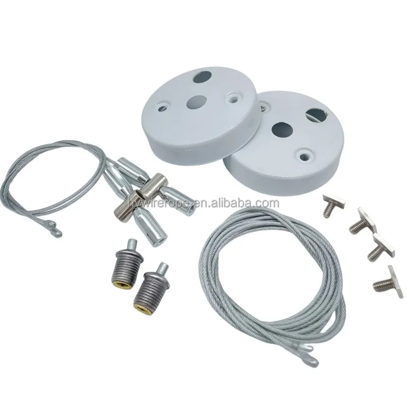 LED light panel ceiling with cabel and mounting kit  Lamp Hang Rope Lock Line LED Steel Wire light fixture cable gripper