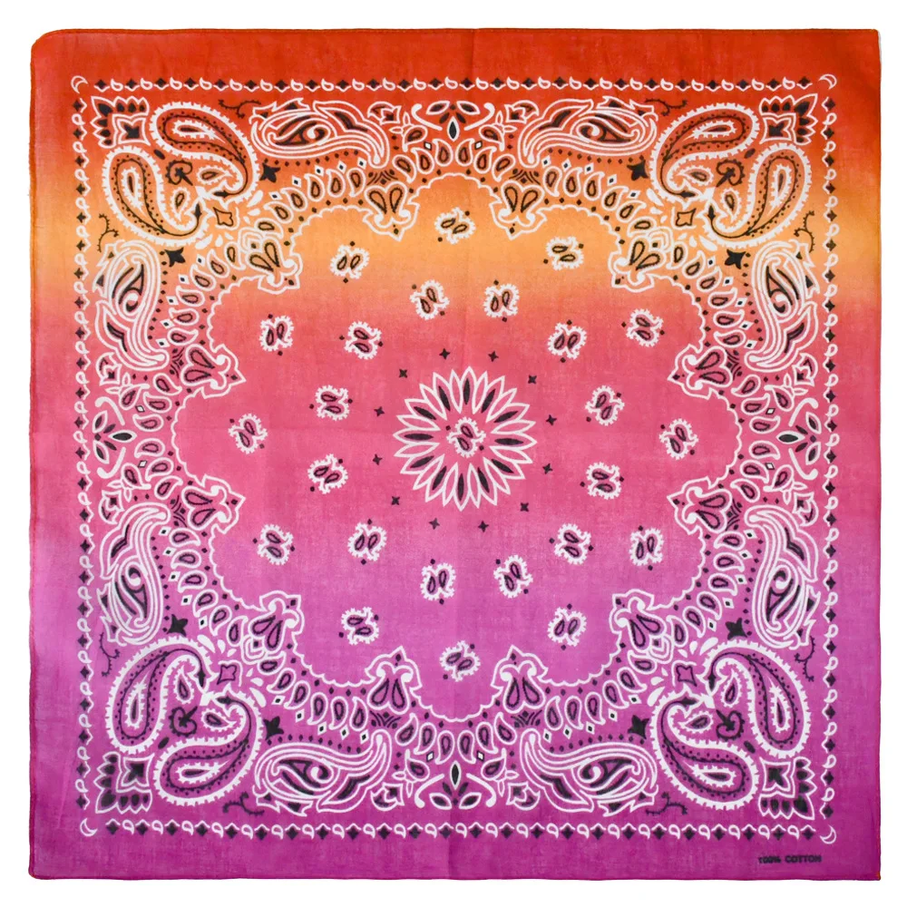 Hip Hop 100% Cotton Double Side Paisley Print Custom screen Printed Headband Square Bandana