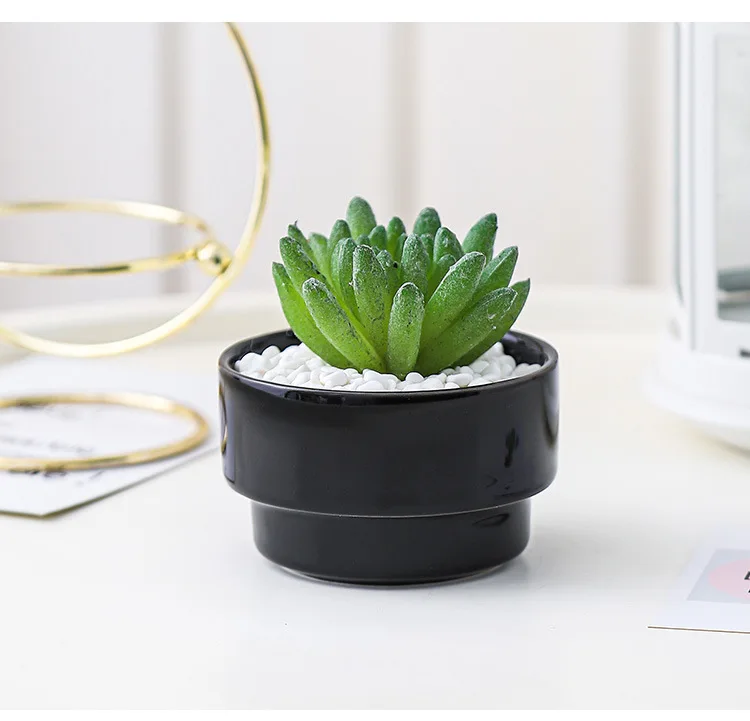 Nordic ins home succulents iron frame ceramic flower pot set