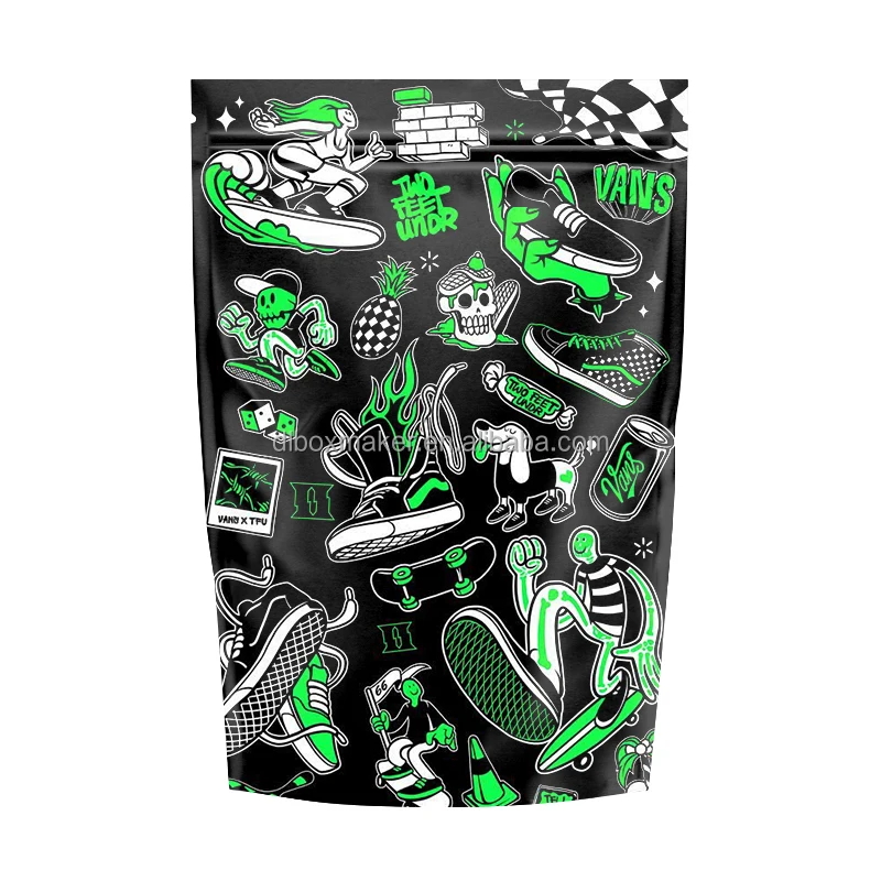 1 oz 2 oz Smell Proof Mylar Bag Childproof Stand up Pouch Custom Design with Logo 3.5 g Zip Lock Zipper Packaging Plastic Bags