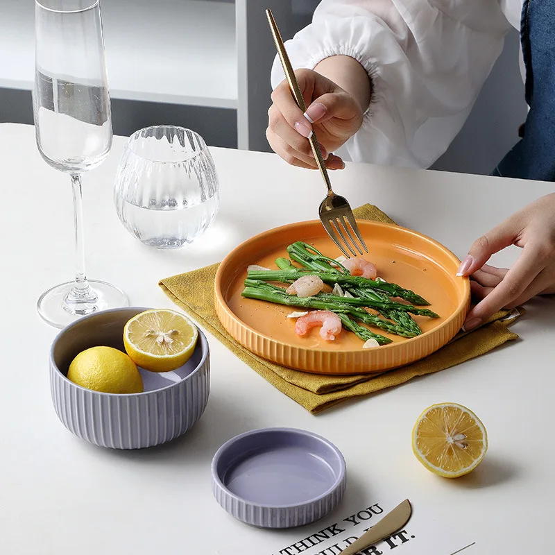 Nordic style tableware rice bowl Home Soup  Creative personality bowl set noodle simple art plate dish