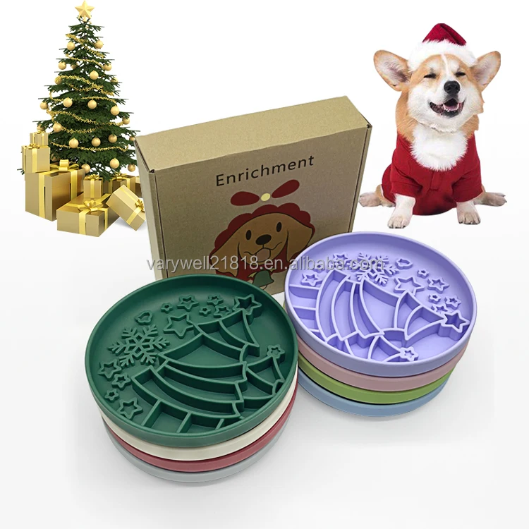 2 in 1 VaryWell personalized design lick mat Bloat Stop Maze Dog Dishes christmas themed slow feeder bowl with suction cup
