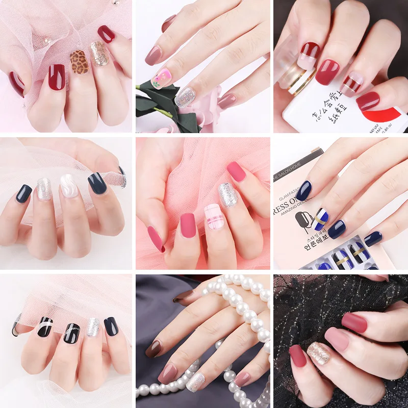 Press on Nail tip Pieces Solid Color Nail Art Finished Removable Wearable Nail Pieces 30pcs Patches For Free Jelly Glue