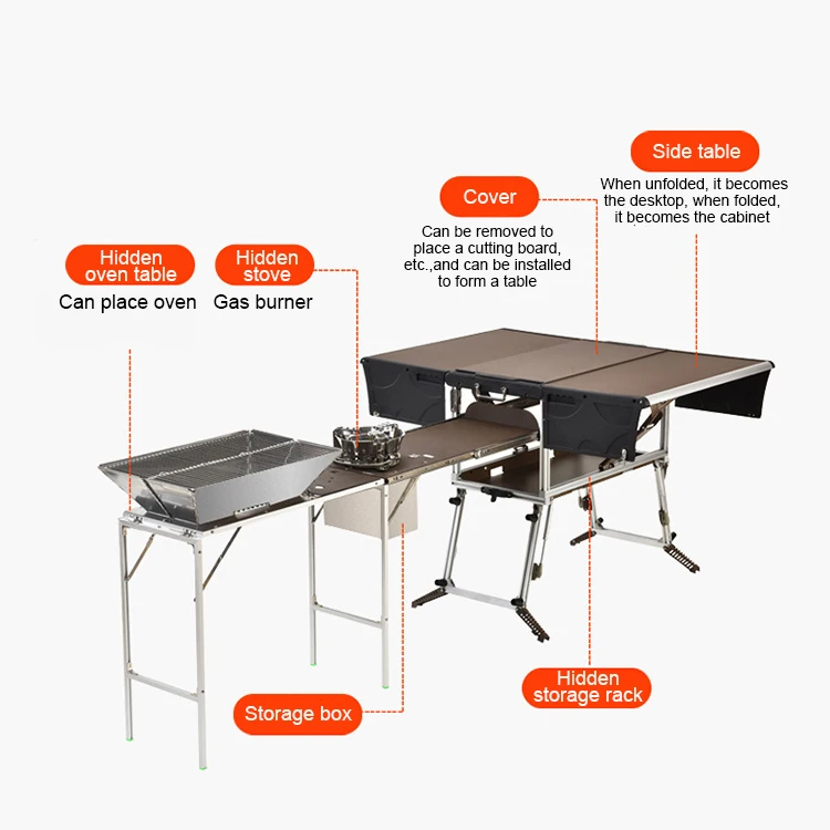 Bulin C650 Portable Outdoor Family Picnic BBQ Mobile Kitchen Counter Folding Aluminum Alloy Cookware Equipment Camping Utensils