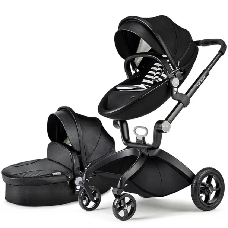 HOT MOM  PU leather Luxury Baby Stroller Luxury Landscape Baby Stroller