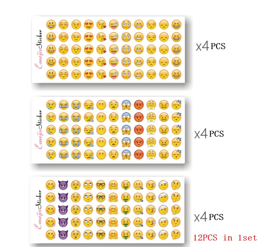 Прозрачные печатные эмотиконы, 12 шт. в одной упаковке, рекламные книги для детей, наклейки-эмотиконы с улыбкой