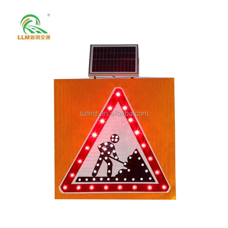 Solar electronic led traffic sign warning led solar powered illuminated road sign board road signage solar flashing street sign