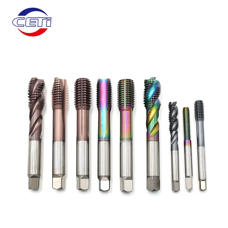 Hot Selling CNC HSS Die Tin Coated Spiral Solid Carbide Thread Taps Hand Tap Metric Standard Steel with Titanium Coating