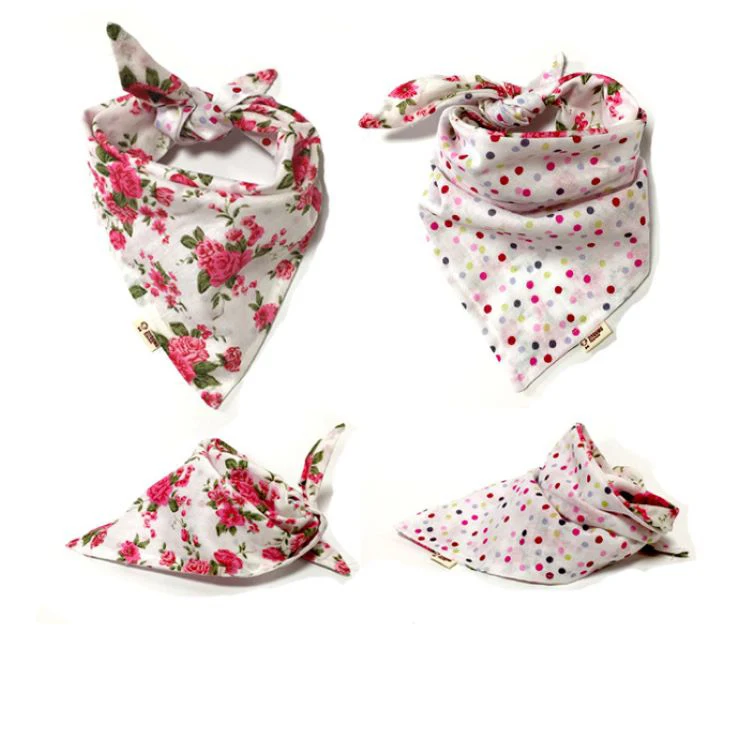Cute Spring Printed Pet Scarf Accessories Double Reversible Triangle Cotton Dog Bandana