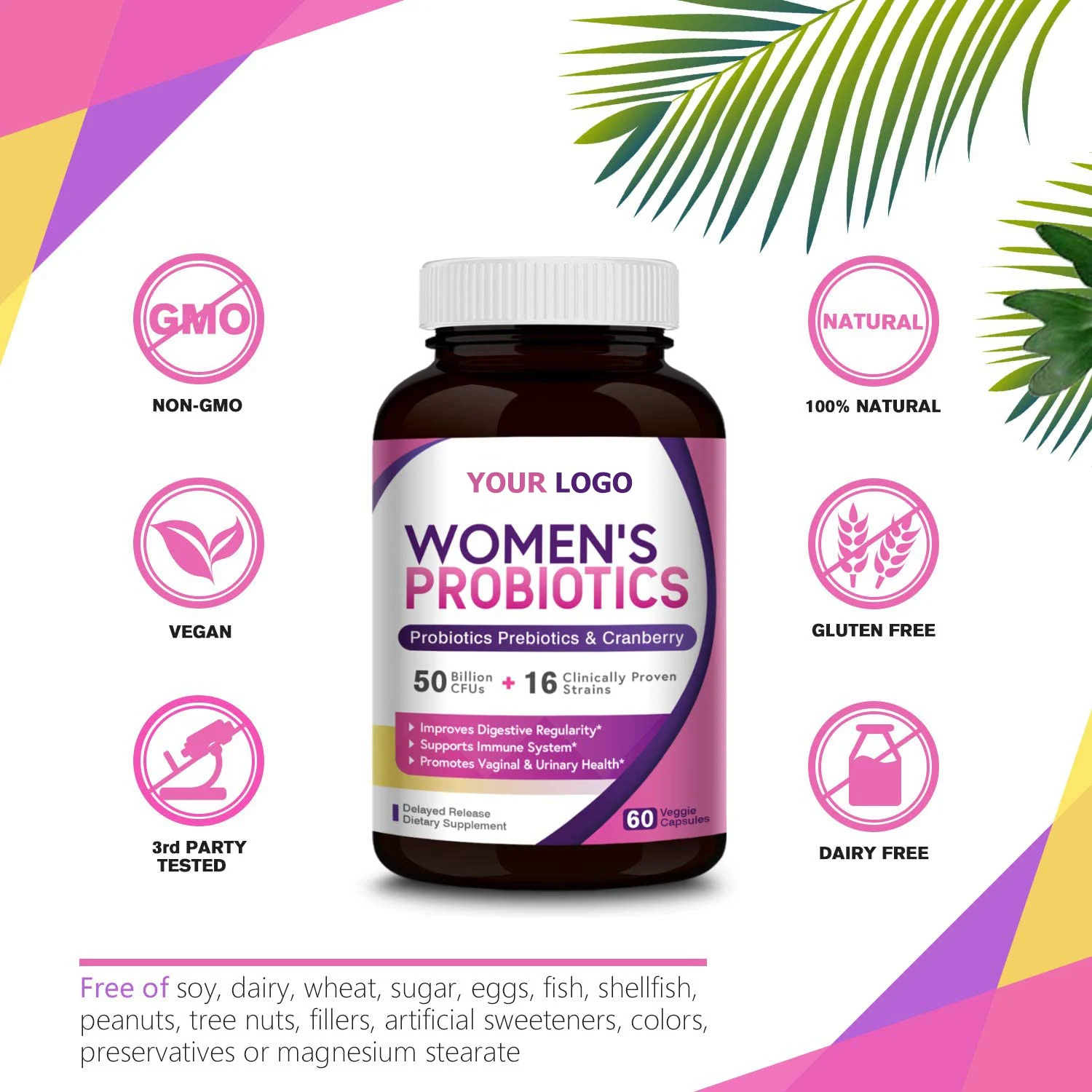 OEM/ODM Vegan Digestive Probiotic Supplement women weight loss body slim Probiotic Capsule