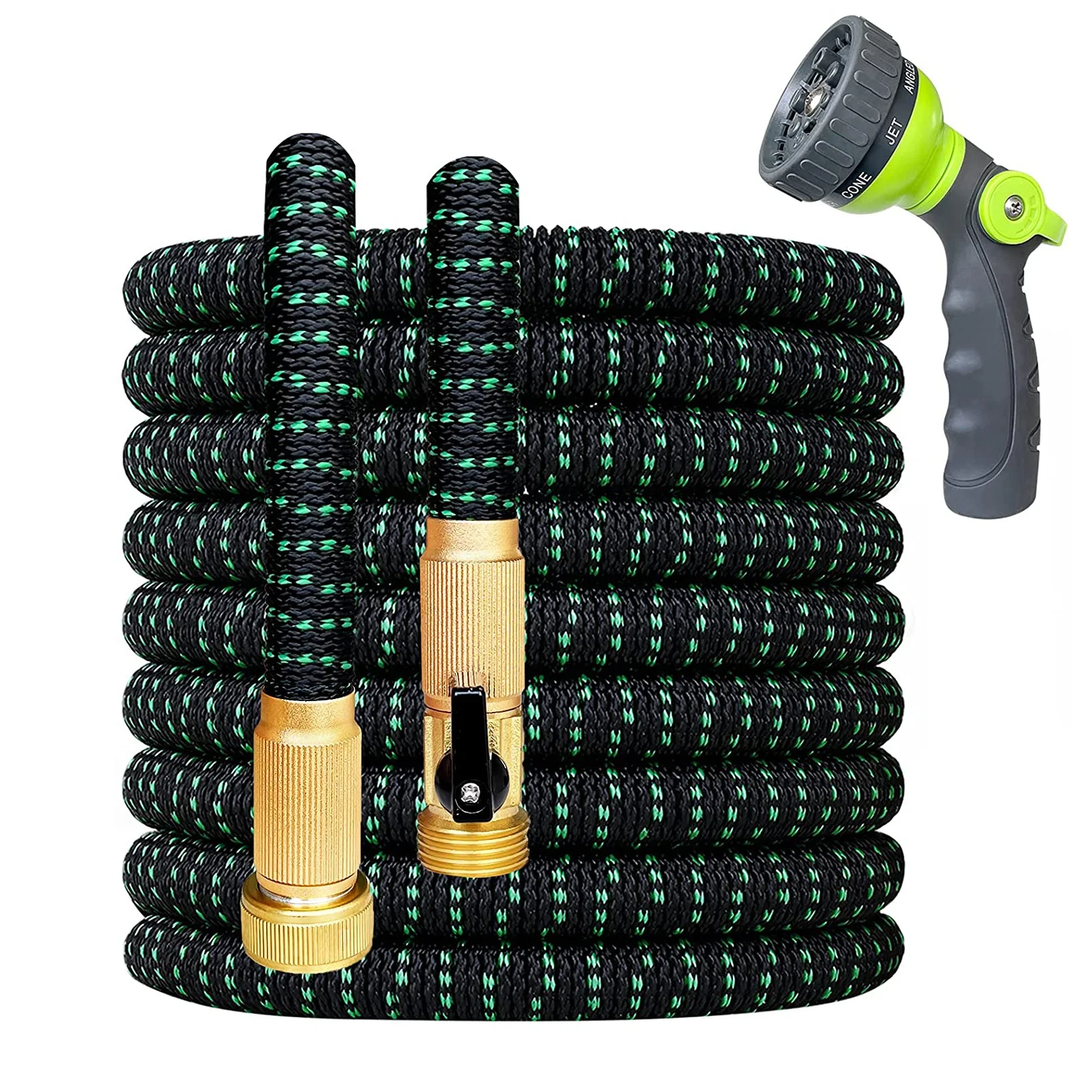 2022 High Quality Retractable Water Hose Brass Fittings 8 Function Sprayer Nozzle Expandable Garden Hose Set for Outdoors