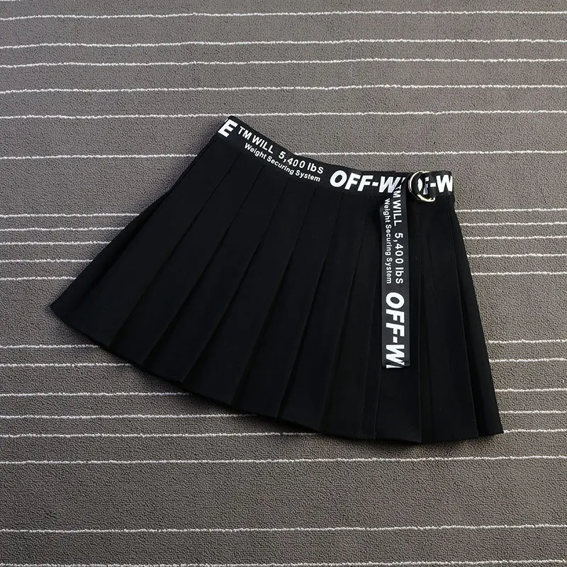 Black White Women Wrap Pleated Skirt Harajuku Preppy Style Cute Japanese School Uniforms Lace Up Ladies Mini Skirt VD2331