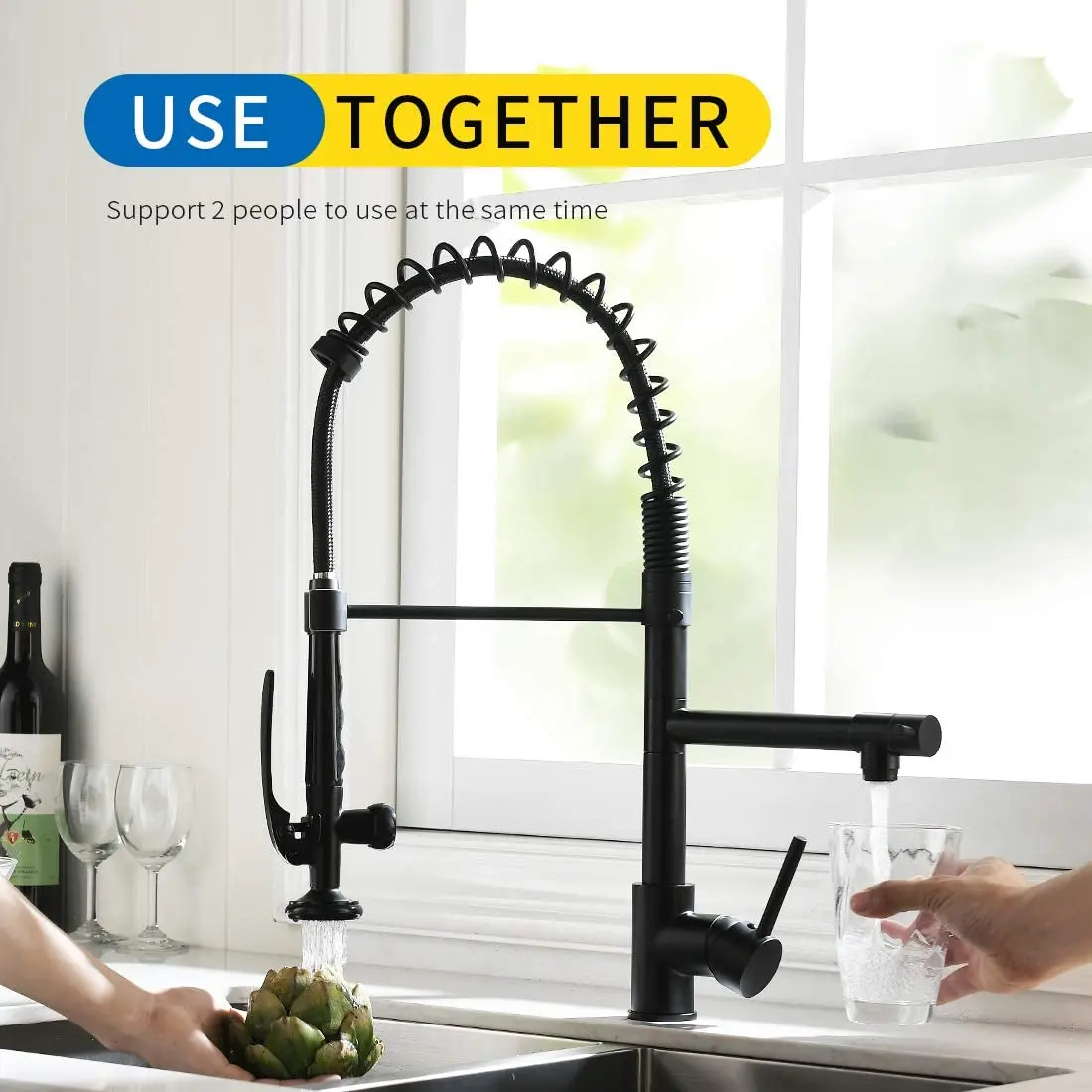 Factory Supply Pull down Sink Faucet Brass Water Taps  Black Faucets Kitchen Faucet