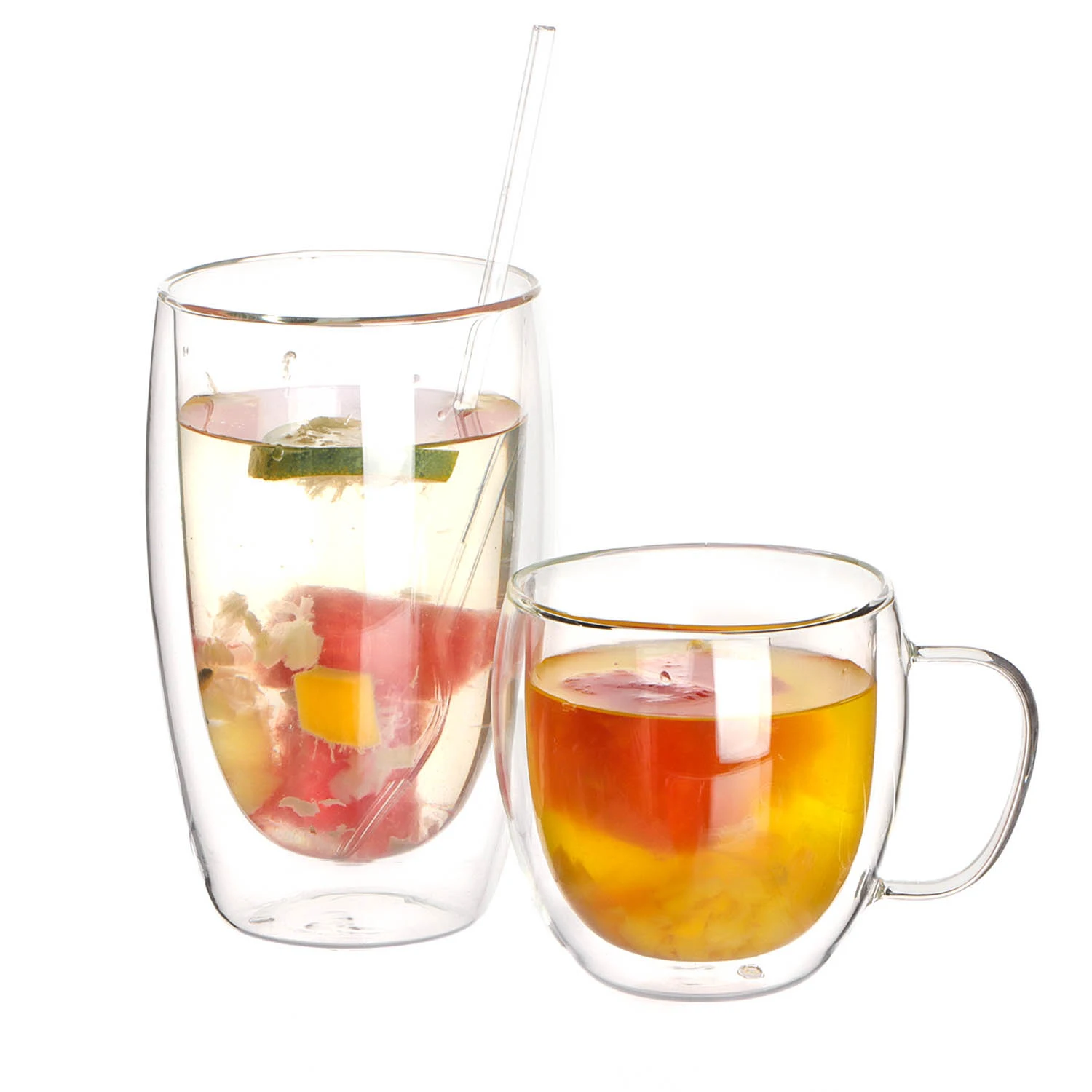 Creative Borosilicate Glass Cups Drinking Wine Set Mugs Transparent Double Wall Glass With Handle Cup Glass