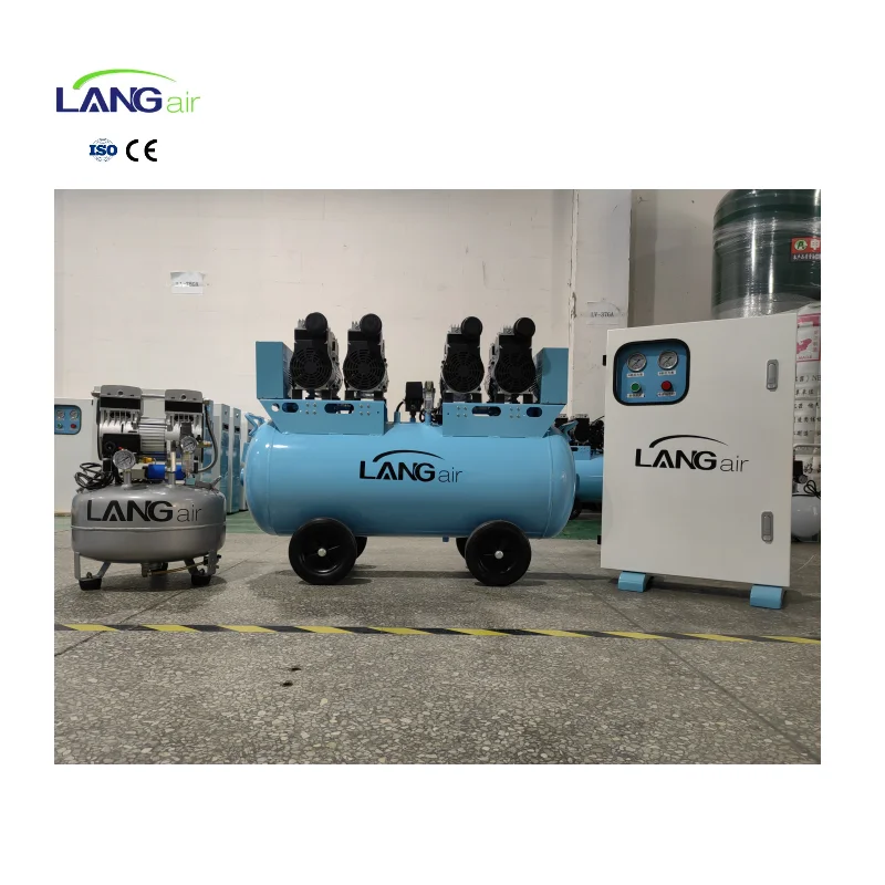 Low Noise Oil Free Piston Air Compressor 50L Portable Pump 550w Dental Silent Oilless Air Compressor For Painting