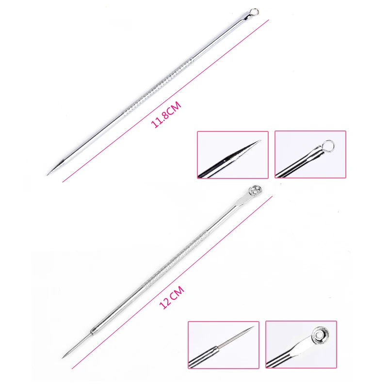 4Pcs/Box Dual End Stainless Steel Acne Removal Needles Extractor Tool Set Beauty Care Blackhead Remover