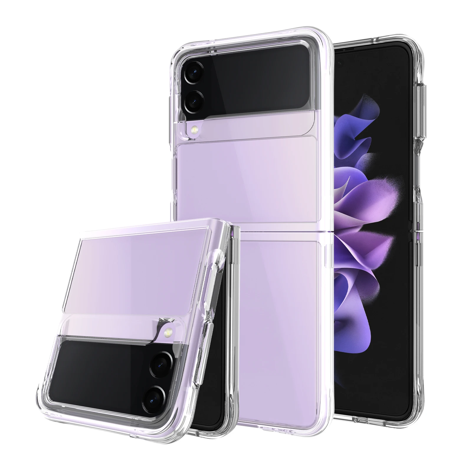 Чехол для Samsung Galaxy Z Flip 3 Ультратонкий Прозрачный жесткий мягкий чехол-бампер из поликарбоната и ТПУ Flip3 5G чехлы