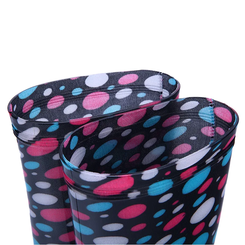 New color high rain boots PVC nice pattern rain boots lady transparent non-slip waterproof beautiful high rainwear for women