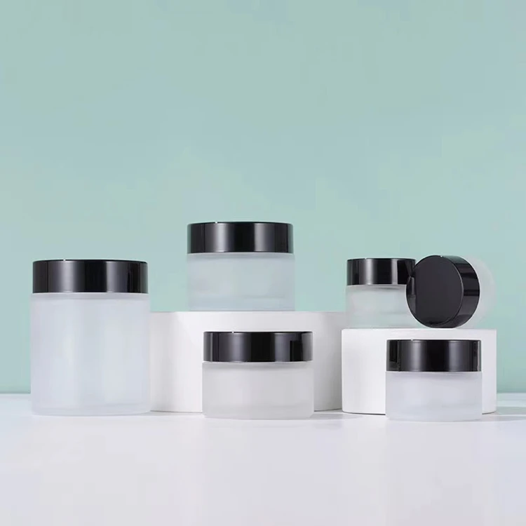cosmetic glass packaging 5g 10g 15g 30g 50g 100g 100ml clear frosted jar with lid