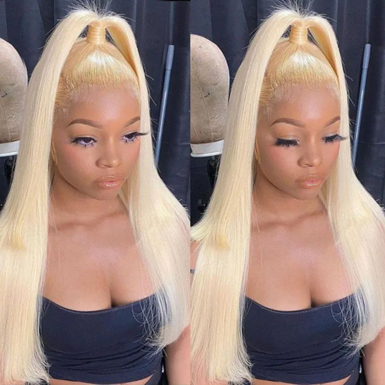 Ombre highlights 613 full 360 transparent wigs for black women blonde brazilian hair wigs hd lace pre plucked #613 frontal wig