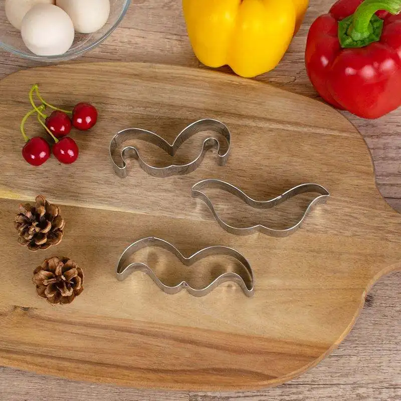 high quality kitchen DIY baking tools moustache Pastry Biscuit Fondant Stainless Steel 3pcs/set cookie cutter mold