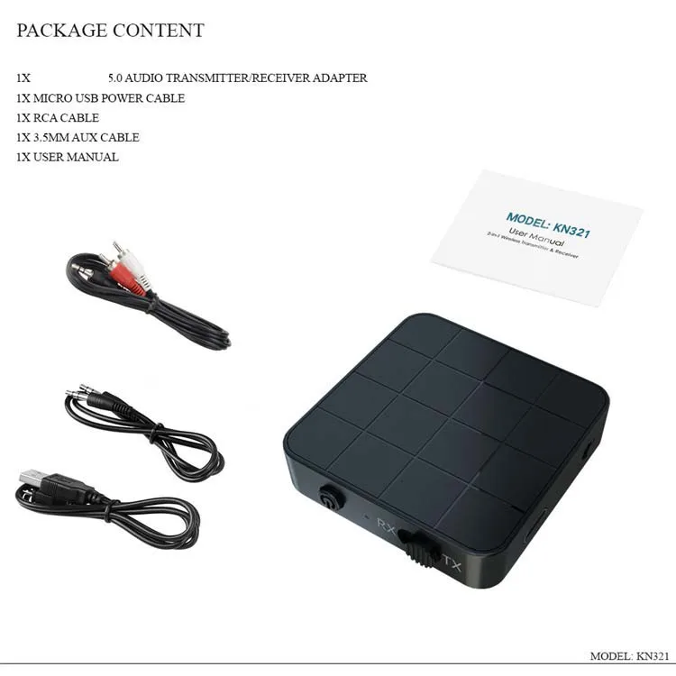  Dropshipping 2 in 1 Wireless-compatible 5.0 Wireless Audio Transmitter Receiver HIFI Music/Adapter RCA