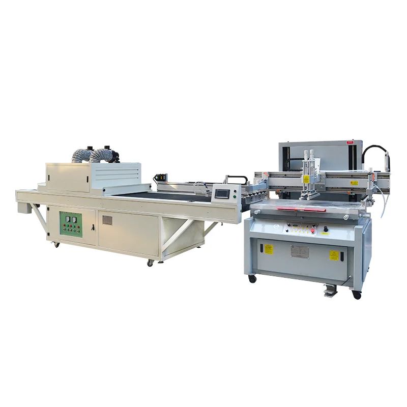 Paper UV Spot Flatbed Screen Printing Machine with UV  Curing Dryer Tunnel Machine