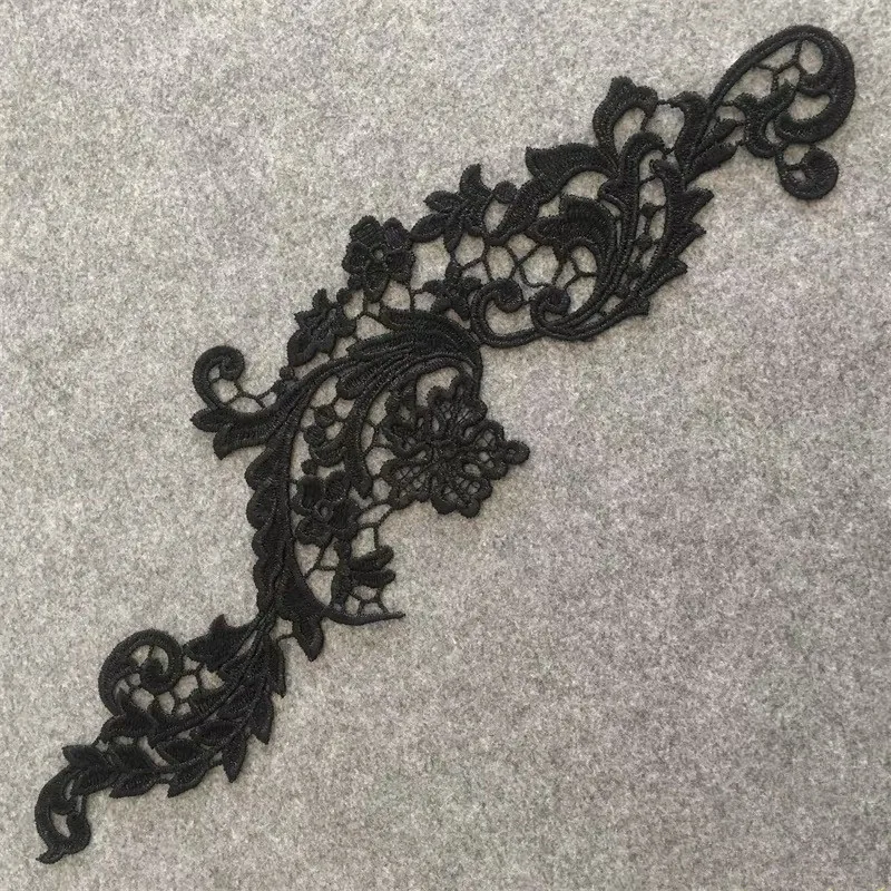 competitive price colourful embroidery floral guipure Lace motif mirror pairs Applique for dancing dress gown garment bag DA108