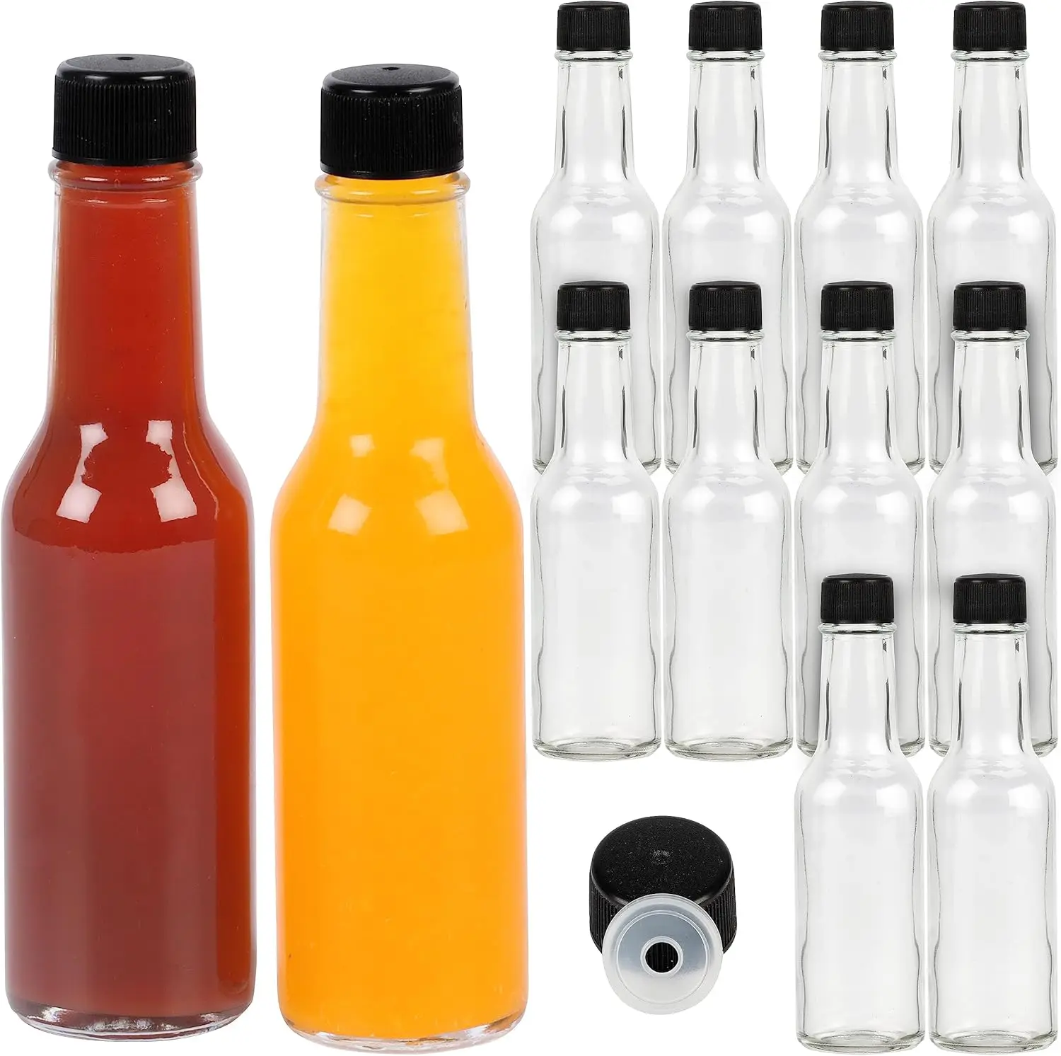 Clear Glass Condiment Bottles Hot Sauce Bottles With Airtight Screw Caps For Hot Sauce Liquor Vinegar Salad Dressings