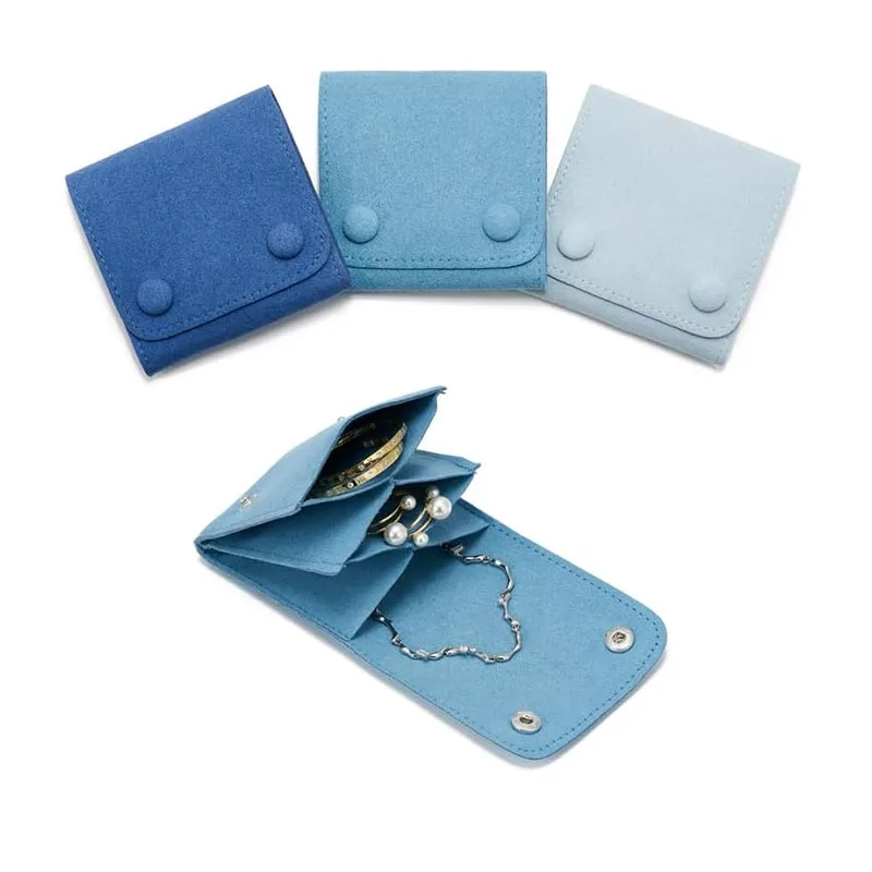 Custom Logo Printed Suede Envelope Pink Jewelry Pouch And Packaging Gift Bag With Button
