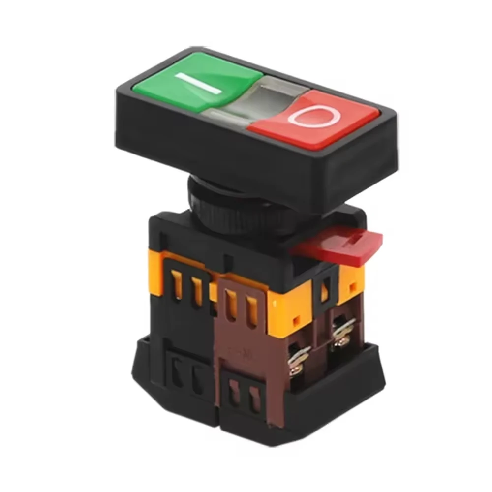 25N Start-stop Double Push buttons Switch With LED Lamp(Mounting hole 22mm 25mm)(DC 12/24/36 V AC/220/380V)