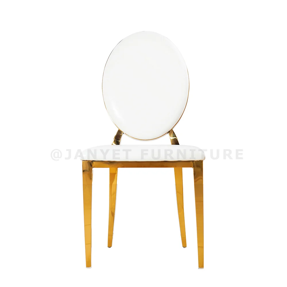 Wholesale Luxury Royal Event Stackable Stainless Steel Gold Oval Back Wedding Chairs