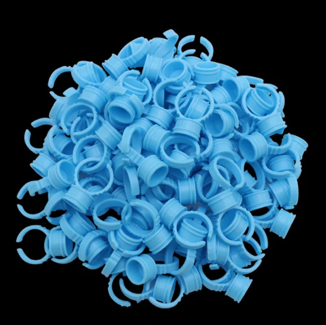 Disposable Pink Blue Plastic Tattoo Pigment Ring Ink Cups Holder Tools Eyelash Extension Glue Rings